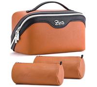 Trousse da viaggio per cosmetici da donna: set di 3 trousse per il trucco, custodia impermeabile in pelle vegana, organizer per articoli da toeletta con scomparti, oggetti essenziali da viaggio, 04