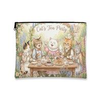 Trousse da viaggio per il tè del gatto, borsetta da viaggio vintage con gattini carini per donne, piccola borsa portatile in tela con cerniera, borsa da toilette primaverile per la cura della pelle
