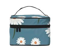 Trousse da viaggio per occhiali e tazze, da donna, impermeabile, borsa per cosmetici pieghevole, idea regalo per insegnanti, Modello Daisy Bianco, Taglia unica