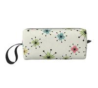 Trousse da viaggio per trucchi con stampa a onde di pesce basso, custodia per trucco semplice e portatile con cerniera per donne, Motivo retrò stelle atomiche, One Size, Astuccio per trucchi