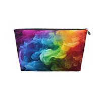 Trousse da viaggio per trucchi da donna, grande, con motivo arcobaleno e fumo, organizer per articoli da toeletta con cerniera, Argento, Taglia unica, Astuccio per trucchi