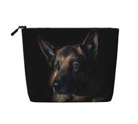 Trousse da viaggio per uso quotidiano con cane pastore tedesco, borsa per cosmetici in finto lino, borsa da viaggio portatile