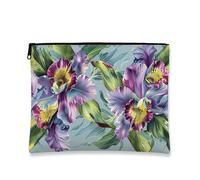 Trousse da viaggio tropicale vintage, viola orchidea floreale, borsa da viaggio per donne, piccola borsa portatile in tela con cerniera, regalo per festival di primavera, Viola, 7x9 Inch, Borsa