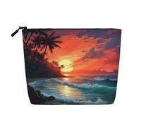 Trousse da viaggio versatile con tramonto tropicale, perfetta per l'uso quotidiano e viaggi di lavoro, Nero , Taglia unica, Beauty case