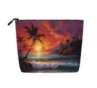 Trousse da viaggio versatile con tramonto tropicale, perfetta per l'uso quotidiano e viaggi di lavoro, Nero , Taglia unica, Beauty case