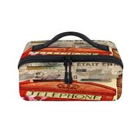 Trousse da viaggio vintage a tema Englan Londra, portatile, impermeabile, aperta e piatta, per articoli da toeletta e cosmetici, organizer da viaggio per donne e uomini