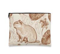 Trousse da viaggio vintage con motivo floreale, con porcellini d'India, borsa da viaggio per donne, organizer portatile in tela con cerniera, ideale per primavera ed estate, Marrone, 7x9 Inch