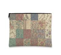 Trousse da viaggio vintage floreale, design patchwork, borsa da viaggio per donne, organizer portatile in tela con cerniera, per festival e uso quotidiano, Multicolore, 7x9 Inch, Patchwork