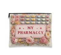 Trousse da viaggio vintage floreale, rosa pesca, borsa da viaggio per donne, organizer portatile in tela con cerniera, borsa per la cura della pelle quotidiana, Pesca, 7x9 Inch, Farmacia