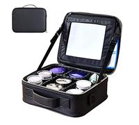 Trousse De Maquillage Avec Miroir D'appoint, Trousse De Maquillage Voyage Vanity Case Boite Rangement Trousse De Toilette, Trousse Maquillage impermeabile in PU, Custodia per cosmetici nera