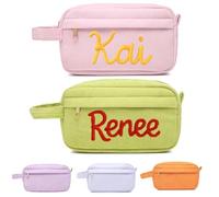 Trousse For Il Trucco Personalizzata Con Nome In Filato, Grande Pochette In Velluto A Coste, Da Viaggio Fatte A Mano For Cosmetici, Compleanno For Bambine, Regalo For Damigelle D'onore