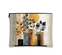 Trousse geometriche per trucchi, forme astratte, trousse da viaggio per donne, piccola custodia portatile in tela con cerniera, organizer quotidiano, ottimo regalo per tutte le stagioni, Beige, 7x9