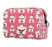 Trousse giapponese Maneki Neko con gatti da donna, borsa da viaggio per articoli da toeletta grande, pratica borsa organizer con cerniera, Multi, 18.5x7.5x13cm/7.3x3x5.1in, Beauty case