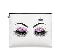 Trousse glitterata per il trucco degli occhi, borsa da viaggio viola scintillante per donne, organizer portatile in tela con cerniera, elegante regalo per festival e articoli da toeletta, Viola, 7x9