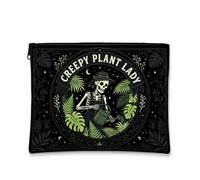 Trousse gotica con citazione scheletro e pianta raccapricciante, nero, 17,8 | Arte botanica gotica, sacchetto della chiusura lampo del trucco, illustrazione del giardiniere dello scheletro