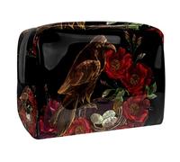 Trousse gotica con nido di corvo rosso da donna, trousse da viaggio per articoli da toeletta grandi, in PVC, pratico astuccio organizer con cerniera, Multi, 18.5x7.5x13cm/7.3x3x5.1in, Beauty case