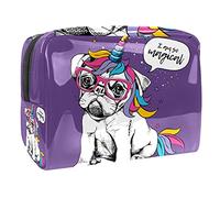 Trousse impermeabile con graziosi unicorni con elementi magici adesivi, borsa per il trucco, organizer da viaggio con cerniera, piccola custodia per cosmetici, borsa per cosmetici, per adolescenti,