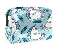 Trousse impermeabile con graziosi unicorni con elementi magici adesivi, borsa per il trucco, organizer da viaggio con cerniera, piccola custodia per cosmetici, borsa per cosmetici, per adolescenti,