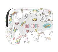 Trousse impermeabile con graziosi unicorni con elementi magici adesivi, borsa per il trucco, organizer da viaggio con cerniera, piccola custodia per cosmetici, borsa per cosmetici, per adolescenti,
