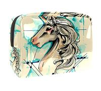 Trousse impermeabile con graziosi unicorni con elementi magici adesivi, borsa per il trucco, organizer da viaggio con cerniera, piccola custodia per cosmetici, borsa per cosmetici, per adolescenti,