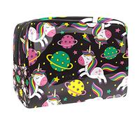 Trousse impermeabile con graziosi unicorni con elementi magici adesivi, borsa per il trucco, organizer da viaggio con cerniera, piccola custodia per cosmetici, borsa per cosmetici, per adolescenti,