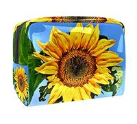 Trousse impermeabile per il trucco, con campo di girasole, con natura, piante, organizer da viaggio, con cerniera, piccola custodia per cosmetici, borsa per cosmetici, per adolescenti, ragazze e