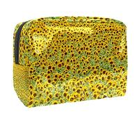 Trousse impermeabile per il trucco, con campo di girasole, con natura, piante, organizer da viaggio, con cerniera, piccola custodia per cosmetici, borsa per cosmetici, per adolescenti, ragazze e