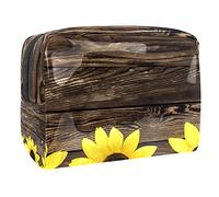 Trousse impermeabile per il trucco, con campo di girasole, con natura, piante, organizer da viaggio, con cerniera, piccola custodia per cosmetici, borsa per cosmetici, per adolescenti, ragazze e