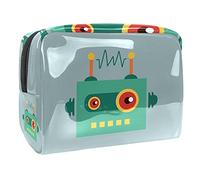 Trousse impermeabile per il trucco con scritta "Happy Valentine's Day", con robot, borsa da viaggio con cerniera, piccola borsa per cosmetici, borsa per cosmetici, per adolescenti, ragazze e donne,