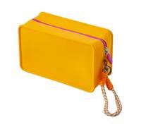 - Trousse in silicone per cosmetici, con cerniera, portatile, impermeabile, organizer compatto da donna per viaggi nel fine settimana, borsa per la scuola, attrezzatura da viaggio, Giallo