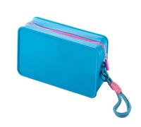 - Trousse in silicone per cosmetici, con cerniera, portatile, impermeabile, organizer compatto da donna per viaggi nel fine settimana, borsa per la scuola, attrezzatura da viaggio, Blu, Refer