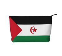 Trousse in velluto a coste con bandiera del Sahara Occidentale - Organizer per cosmetici e articoli da toeletta con cerniera - Pratica custodia per trucco da donna