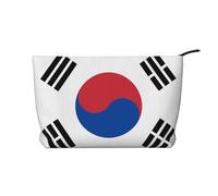 Trousse in velluto a coste con bandiera della Repubblica di Corea con cerniera, astuccio per cosmetici, per viaggi, articoli da toeletta e uso quotidiano