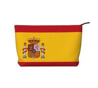 Trousse in velluto a coste con bandiera della Spagna con cerniera, astuccio per cosmetici, per viaggi, articoli da toeletta e uso quotidiano