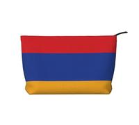 Trousse in velluto a coste con bandiera dell'Armenia con cerniera, astuccio per cosmetici, per viaggi, articoli da toeletta e uso quotidiano