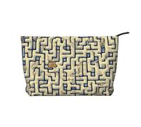 Trousse in velluto a coste con mappa del tesoro labirinto con cerniera, astuccio per cosmetici, per viaggi, articoli da toeletta e uso quotidiano