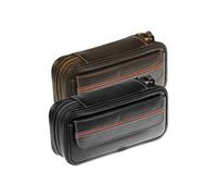 Trousse Lubinski in bufalo colombiano per 2 pipe, accessori e portatabacco estra