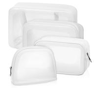 Trousse Make Up da Viaggio Trasparente Pvc, Chiusura Zip Bianca | Set Singolo, Design Moderno e Semplice, per Toiletries e Bagno, Identifica Subito gli Oggetti, Ordine Rapido