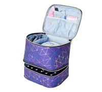 Trousse organizer per cosmetici, organizer per smalti, borsa per cosmetici da viaggio, 25,5 x 20 x 24 cm, design a doppio strato, divisori regolabili, può contenere 30 bottiglie, adatta ai viaggi, per