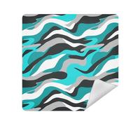 Trousse per articoli da toeletta in tessuto autoadesivo per cosmetici, 35 x 35 cm, per trucco da donna, Blu Turchese Grigio Fumo, 13.8x13.8in