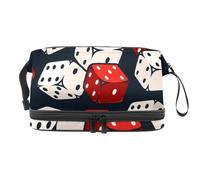 Trousse per cosmetici a doppio strato con dadi bianchi e rossi, per donne e ragazze, borsa da toeletta da viaggio per trucchi, pratica borsa organizer con scomparto per pennelli, Multi, 27x15x14