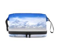 Trousse per cosmetici a doppio strato con motivo "Peaceful Heaven with Stars", per donne e ragazze, borsa da viaggio per trucchi, pratica borsa organizer con scomparto per pennelli, Multi, 27x15x14