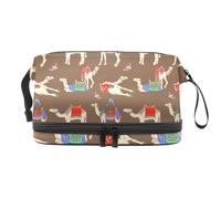 Trousse per cosmetici a doppio strato in cammello egiziano, per donne e ragazze, borsa da viaggio per trucchi e trucchi, pratica borsa organizer con scomparto per pennelli, Multi, 27x15x14