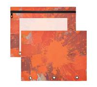 Trousse per cosmetici, adorabile tasca a 3 anelli per lettere A4, confezione da 2 articoli artistici per insegnanti, arte astratta, inchiostro arancione