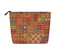 Trousse per cosmetici - Alpaca Llama stampa canapa finta canapa organizzatore da viaggio, una confezione per molteplici usi, conservazione quotidiana, Gruppo di geometriche marocchine, Taglia unica