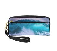 Trousse per cosmetici - Blue Ocean Wave Print Piccola borsa per il trucco da viaggio, organizer per articoli da toeletta con custodia con cerniera, nera, taglia unica, Nero, One Size