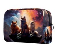 Trousse per cosmetici con animali del cielo stellato per donne, grande astuccio per trucchi organizer da viaggio per articoli da toeletta, Multicolore 1, 18.5x7.5x13cm/7.3x3x5.1in, Art Deco