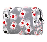 Trousse per cosmetici con carte da gioco che cadono verso il basso, da donna, per articoli da toeletta da viaggio, grande, pratica borsa organizer con cerniera, Multi, 18.5x7.5x13cm/7.3x3x5.1in,