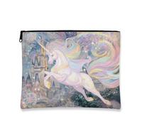 Trousse per cosmetici con cavallo magico fantasia, astuccio da viaggio con cerniera per trucco da donna, piccolo organizer portatile in tela, regalo per le vacanze, custodia per articoli da toeletta