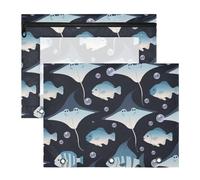 Trousse per cosmetici con cerniere lisce, cartelle tascabili per lettere A4, confezione da 2 articoli artistici per insegnanti, animali oceanici, stella marina, nero, blu, bolsa per lapices